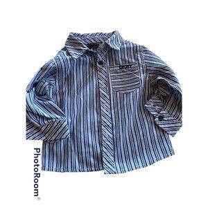 Baby DKNY Boys Longsleeve Button Down Shirt Sz 0-6 Months